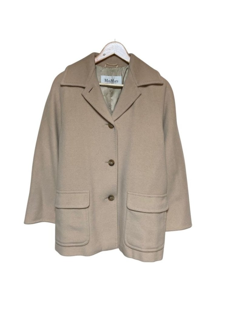 Max Mara Cashmere Blend Half Coat Jacket 38 Beige